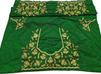 Green Hand Zardozi Work Pure Bangalore Silk Blouse Fabric - Luxurion World