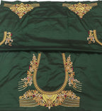 Green Hand Zardozi Work Pure Bangalore Silk Blouse Fabric - Luxurion World