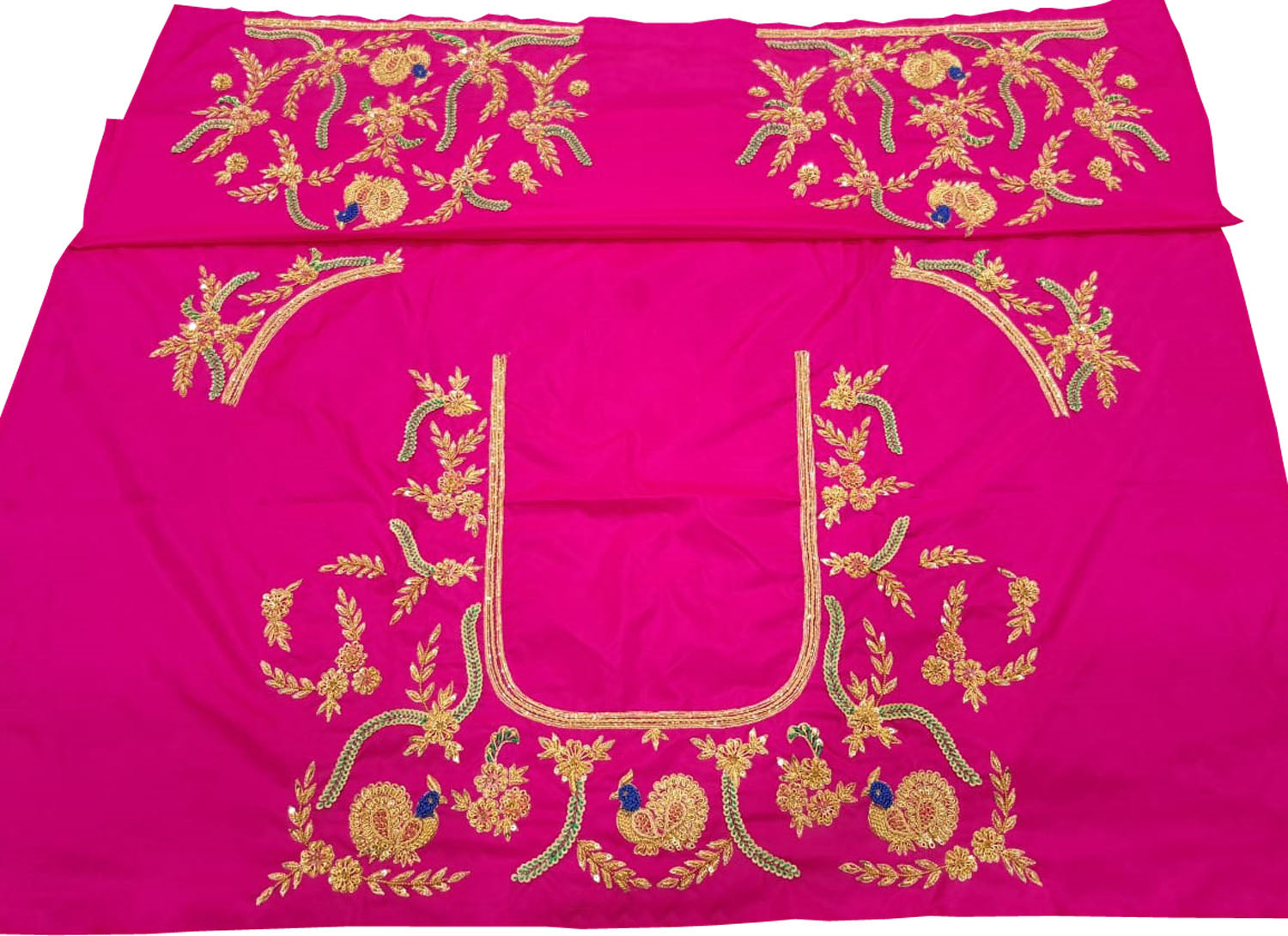 Pink Hand Zardozi Work Pure Bangalore Silk Blouse Fabric - Luxurion World