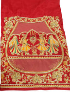 Red Hand Zardozi Work Pure Bangalore Silk Blouse Fabric - Luxurion World