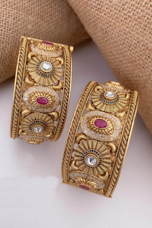 Golden Kundan Bangles - Luxurion World