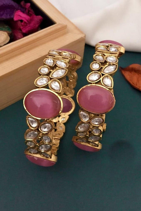 Golden Kundan Bangles - Luxurion World