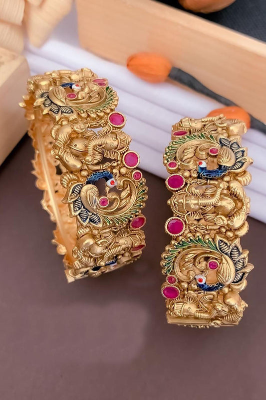 Golden Kundan Bangles - Luxurion World