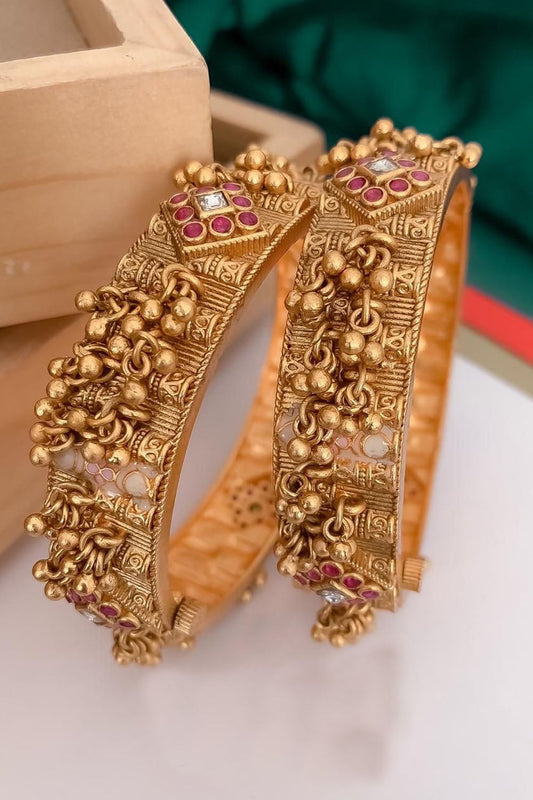 Golden Kundan Bangles - Luxurion World