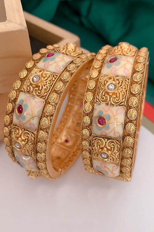 Golden Kundan Bangles - Luxurion World