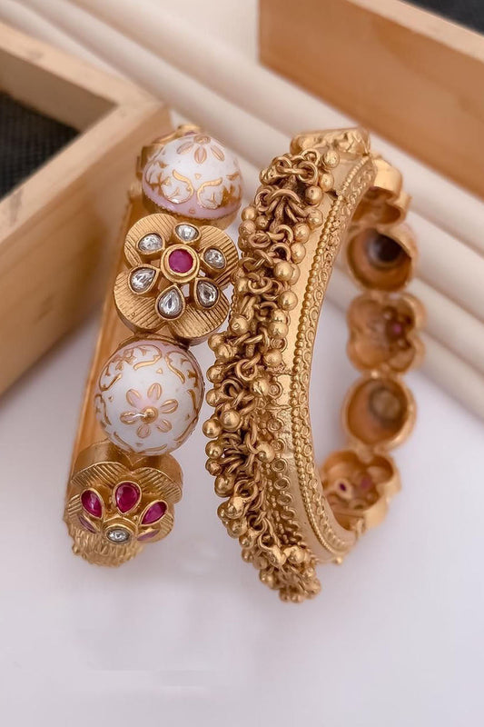 Golden Kundan Bangles - Luxurion World
