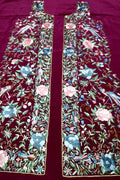 Purple Parsi Work Hand Embroidered Pure Crepe Unstitched Jacket - Luxurion World