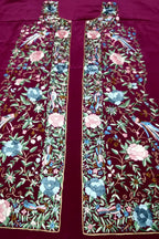 Purple Parsi Work Hand Embroidered Pure Crepe Unstitched Jacket - Luxurion World