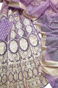 Unstitched Regal Purple Banarasi Organza Silk Lehenga Set - Elegant Ethnic Wear - Luxurion World