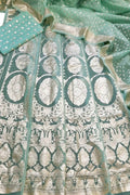 Stunning Blue Banarasi Organza Silk Lehenga Set - Unstitched Beauty - Luxurion World