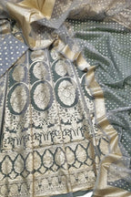 Graceful Grey Banarasi Organza Silk Lehenga Set - Unstitched - Luxurion World