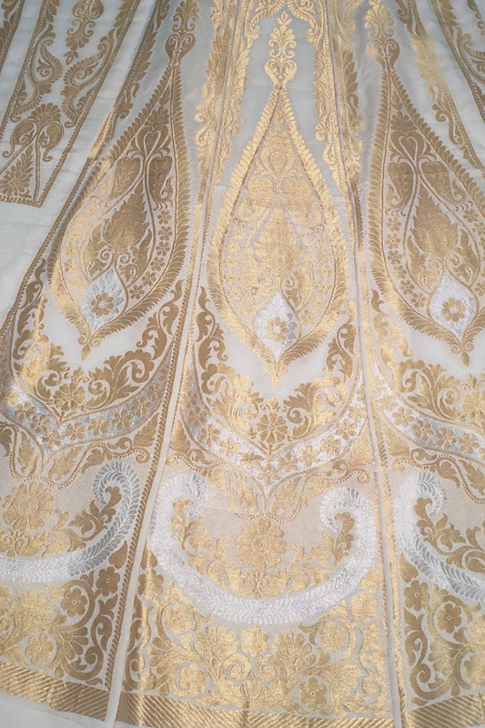 Dyeable Banarasi Handloom Pure Georgette Unstitched Lehenga Set - Luxurion World