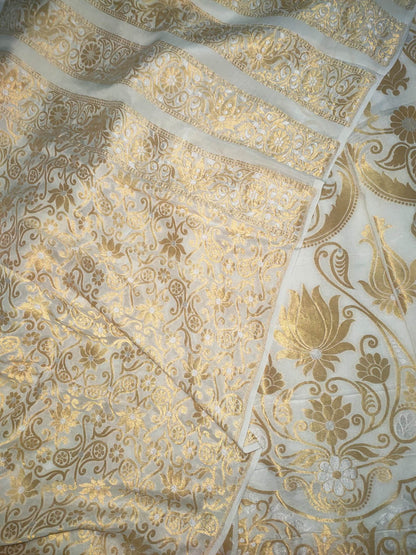 Dyeable Banarasi Handloom Pure Georgette Unstitched Lehenga Set - Luxurion World