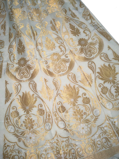 Dyeable Banarasi Handloom Pure Georgette Unstitched Lehenga Set - Luxurion World