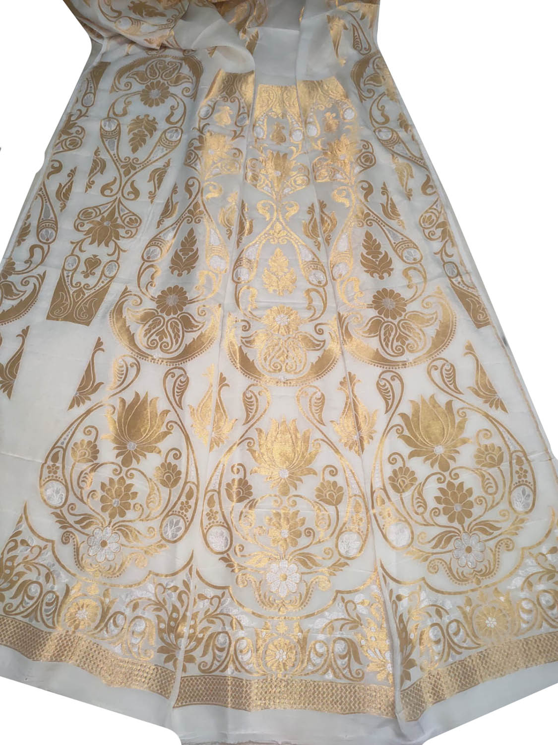 Dyeable Banarasi Handloom Pure Georgette Unstitched Lehenga Set - Luxurion World