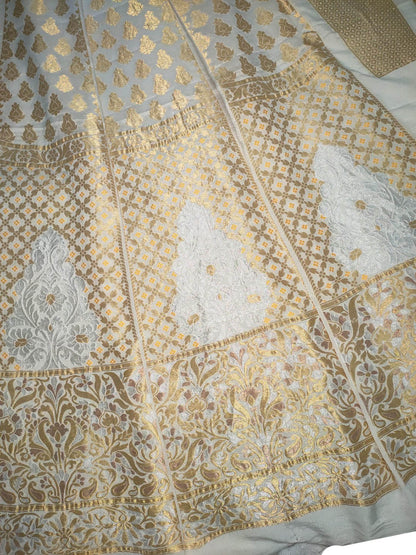 Dyeable Banarasi Handloom Pure Georgette Unstitched Lehenga Set - Luxurion World