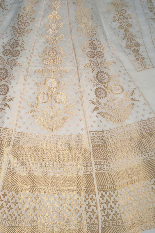 Dyeable Banarasi Handloom Pure Georgette Unstitched Lehenga Set - Luxurion World