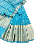 Stunning Blue Banarasi Chanderi Lehenga Set with Dupatta - Unstitched - Luxurion World