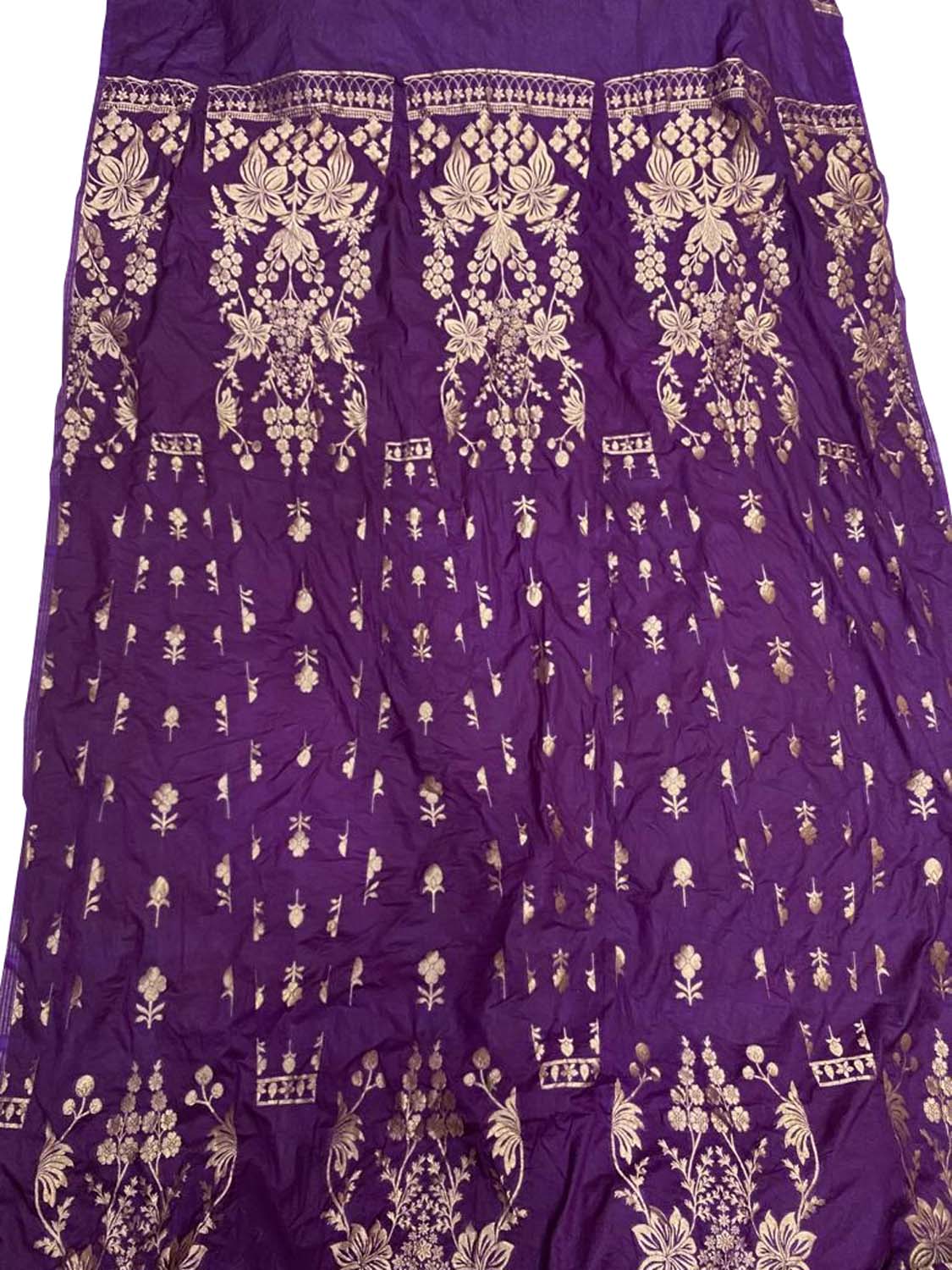 Elegant Purple Banarasi Silk Lehenga: Unstitched Beauty - Luxurion World