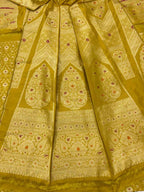 Radiant Yellow Banarasi Katan Silk Lehenga Set - Unstitched - Luxurion World