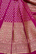 Exquisite Pink Banarasi Katan Silk Lehenga Set - Unstitched - Luxurion World