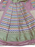 Exquisite Pink Banarasi Katan Silk Lehenga Set - Unstitched - Luxurion World
