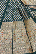 Green Banarasi Katan Silk Lehenga Set - Pure Elegance Unstitched - Luxurion World