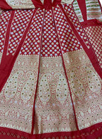 Exquisite Red Banarasi Katan Silk Lehenga Set - Unstitched - Luxurion World