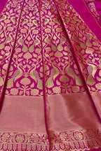 Pink Banarasi Pure Katan Silk Unstitched Lehenga Set - Luxurion World