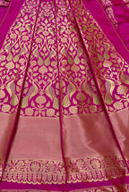 Pink Banarasi Pure Katan Silk Unstitched Lehenga Set - Luxurion World