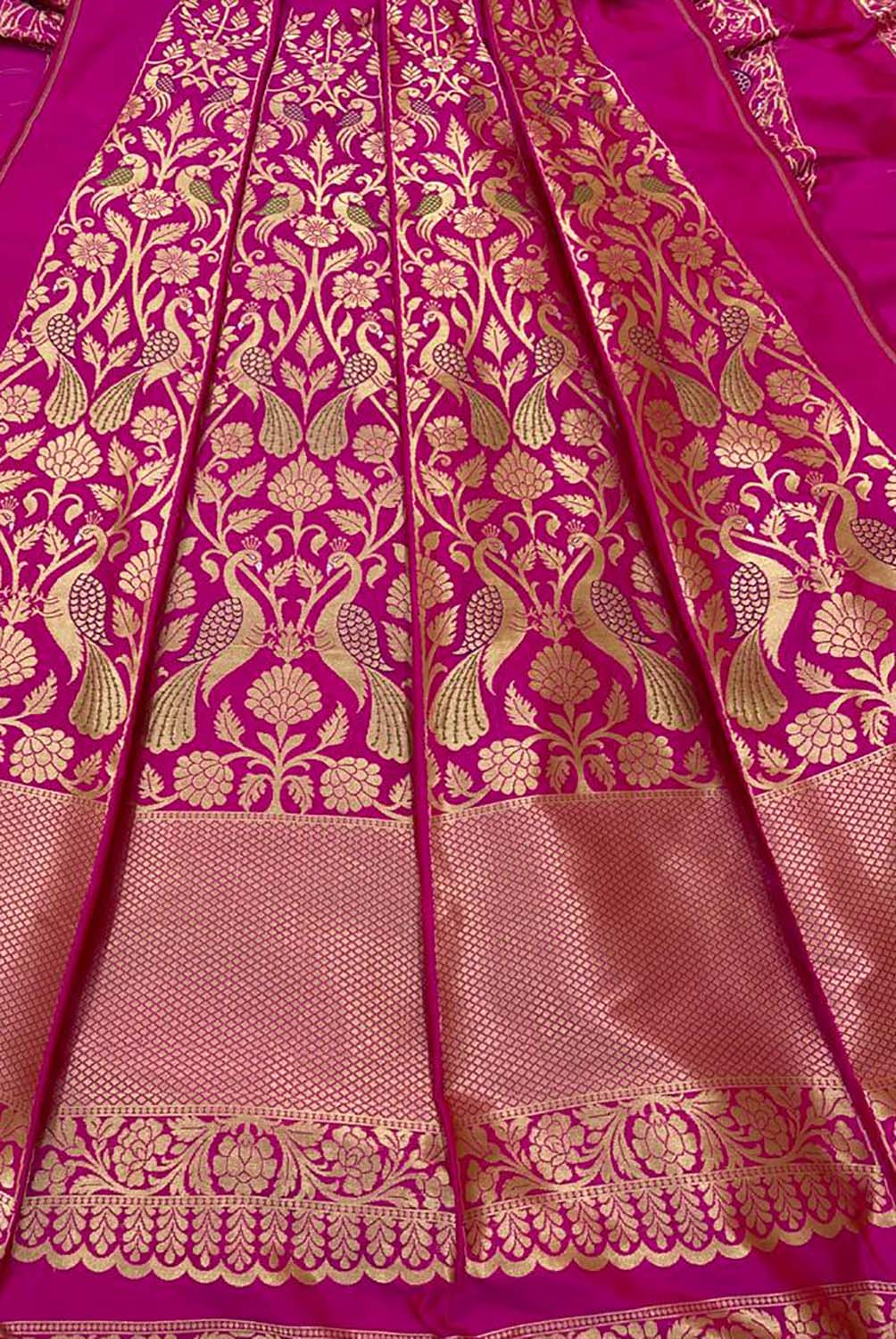 Pink Banarasi Pure Katan Silk Unstitched Lehenga Set - Luxurion World