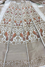White Banarasi Pure Katan Silk Unstitched Lehenga Set - Luxurion World