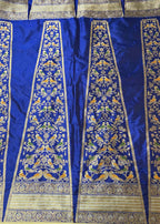 Blue Banarasi Pure Katan Silk Unstitched Lehenga Set - Luxurion World