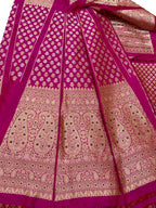 Pink Banarasi Pure Katan Silk Unstitched Lehenga Set - Luxurion World