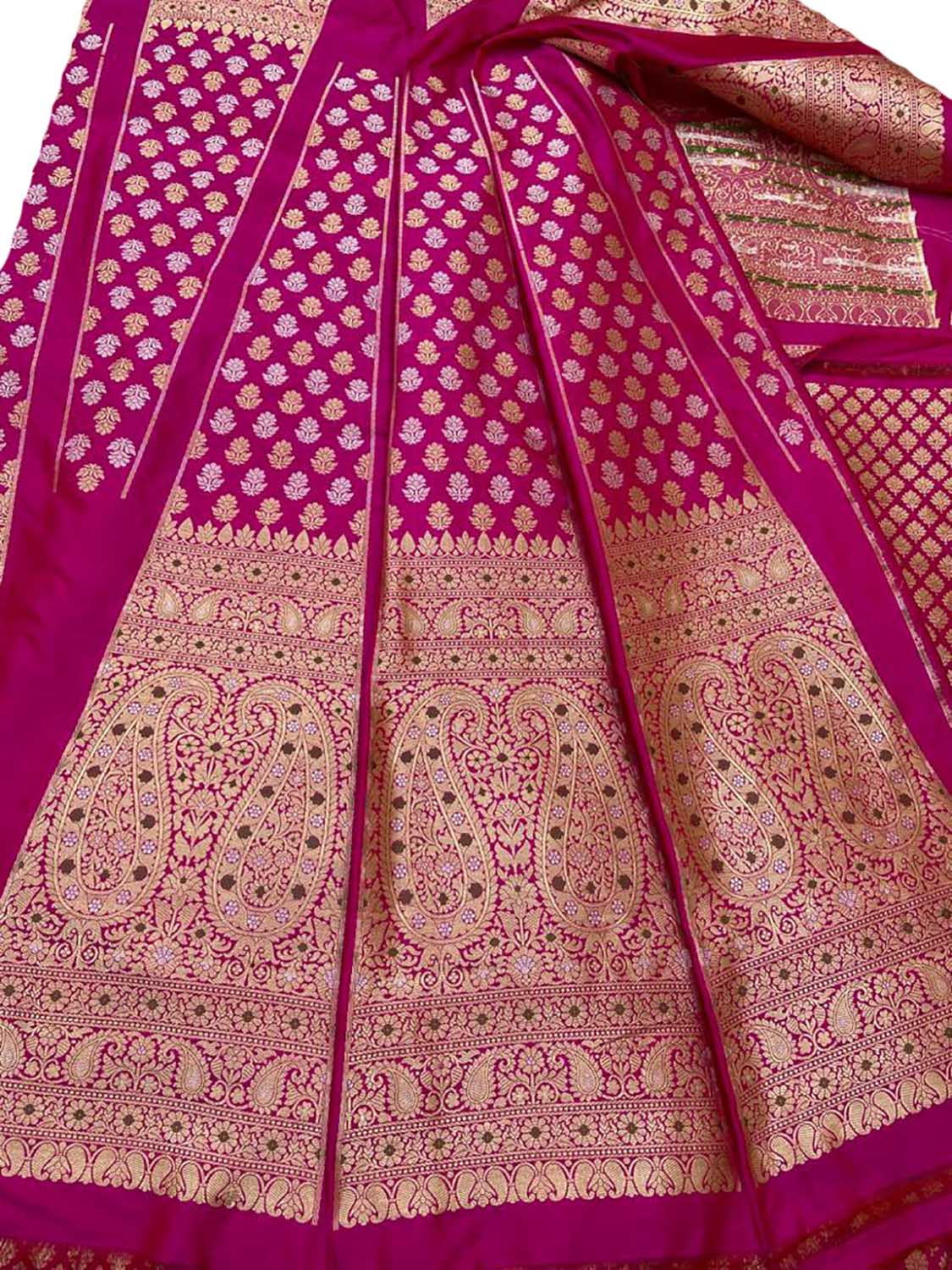 Pink Banarasi Pure Katan Silk Unstitched Lehenga Set - Luxurion World