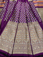 Purple Banarasi Pure Katan Silk Unstitched Lehenga Set - Luxurion World