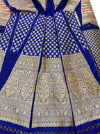 Blue Banarasi Pure Katan Silk Unstitched Lehenga Set - Luxurion World