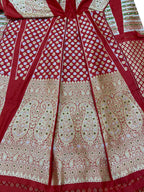Red Banarasi Pure Katan Silk Unstitched Lehenga Set - Luxurion World