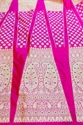Pink Banarasi Pure Katan Silk Unstitched Lehenga Set - Luxurion World
