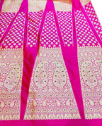 Pink Banarasi Pure Katan Silk Unstitched Lehenga Set - Luxurion World