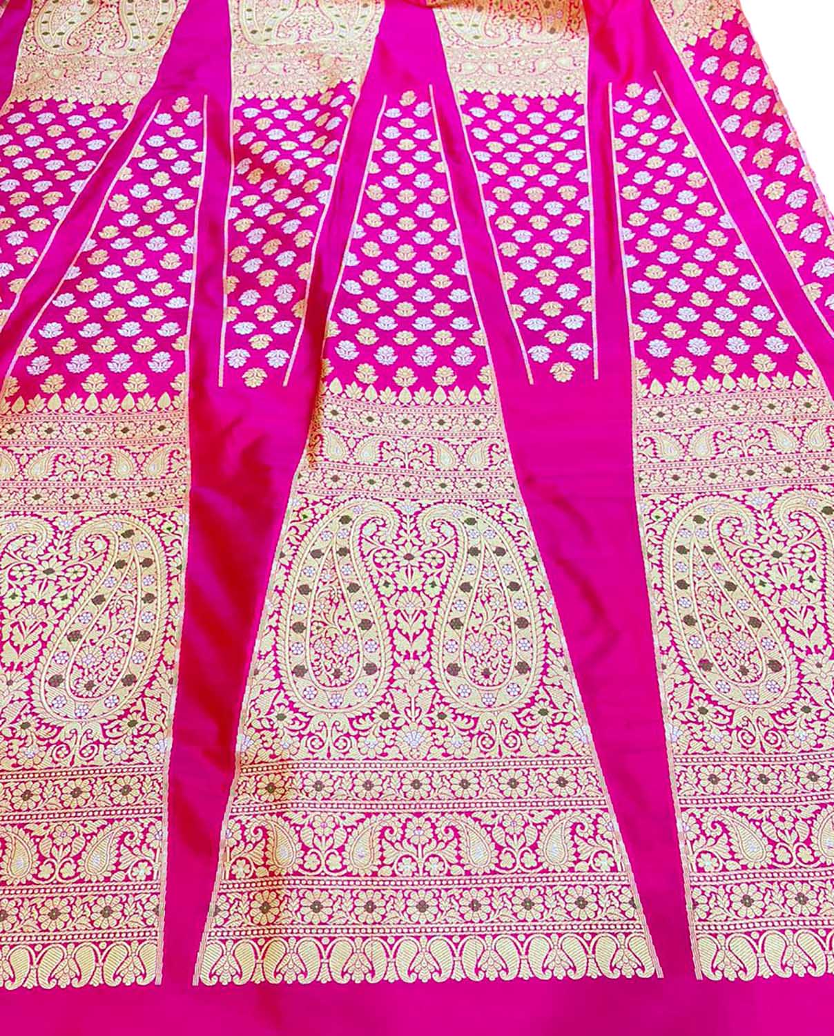 Pink Banarasi Pure Katan Silk Unstitched Lehenga Set - Luxurion World