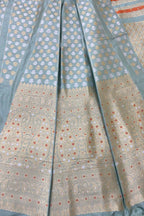 Grey Banarasi Pure Katan Silk Unstitched Lehenga Set - Luxurion World