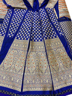 Blue Banarasi Pure Katan Silk Unstitched Lehenga Set - Luxurion World