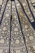 Black Banarasi Pure Katan Silk Unstitched Lehenga Set - Luxurion World