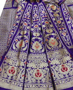 Purple Banarasi Pure Katan Silk Unstitched Lehenga Set - Luxurion World