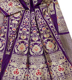 Purple Banarasi Pure Katan Silk Unstitched Lehenga Set - Luxurion World