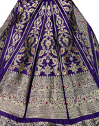 Purple Banarasi Pure Katan Silk Unstitched Lehenga Set - Luxurion World