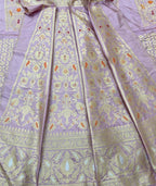 Purple Banarasi Pure Katan Silk Unstitched Lehenga Set - Luxurion World