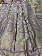 Purple Banarasi Pure Katan Silk Unstitched Lehenga Set - Luxurion World
