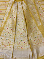 Yellow Banarasi Pure Katan Silk Unstitched Lehenga Set - Luxurion World